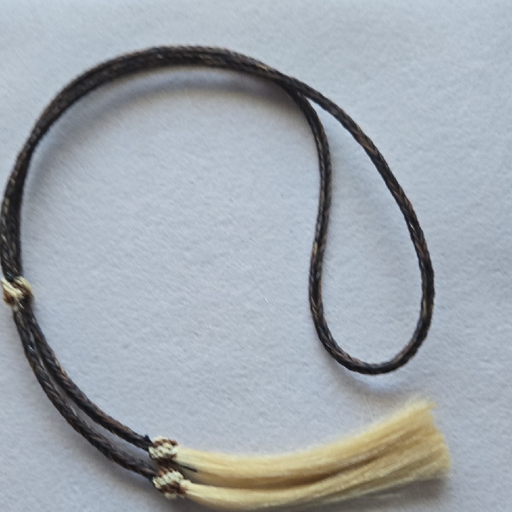 Brown and Cream Braided  Horsehair Hatband Or For Bolo Tie 32"